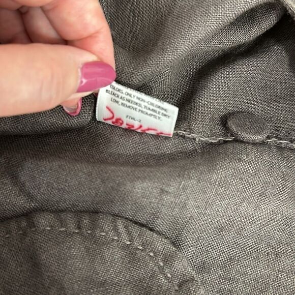 Eileen Fisher Irish Linen Lagenlook Button Closure Blazer In Taupe Size S - Picture 8 of 11